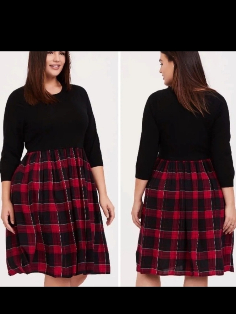 NWT Torrid Mini Challis To Knit Dress 6X Plus Plaid Fit & Flare